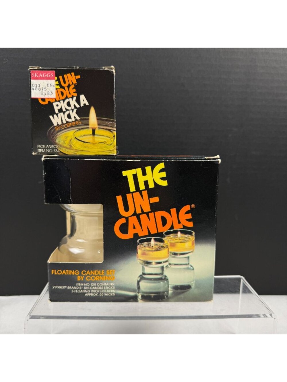 Vintage Corning Pyrex The Uncandle Set With Wicks & Floating Wick Holders